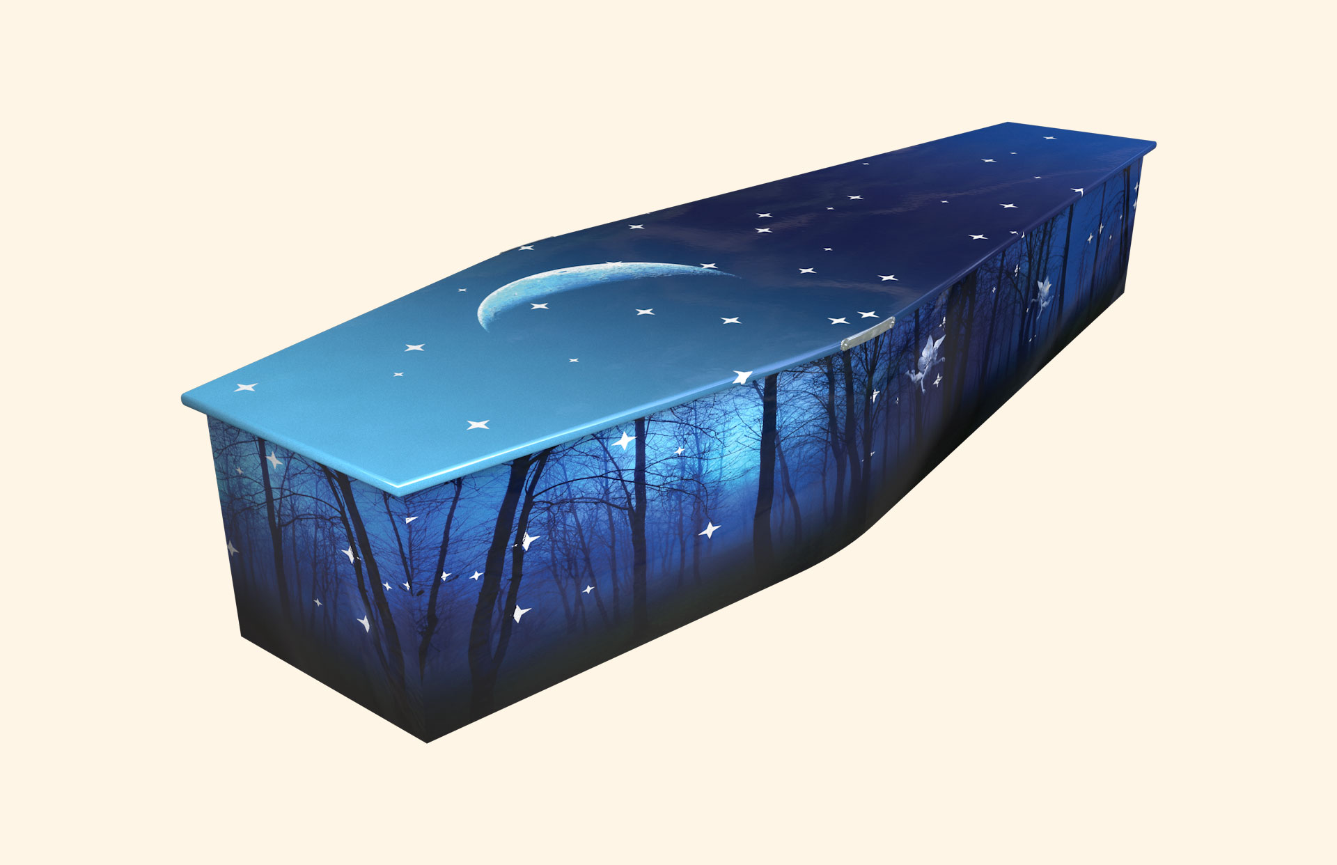 Moonlight Forest design on a traditional coffin